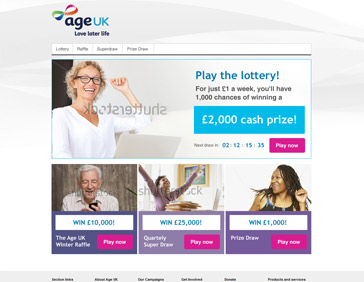 Age UK Prize Hub Web Design early concept