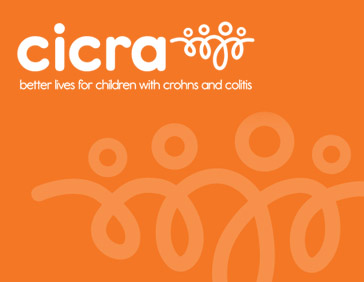 CICRA logo and curly family motif