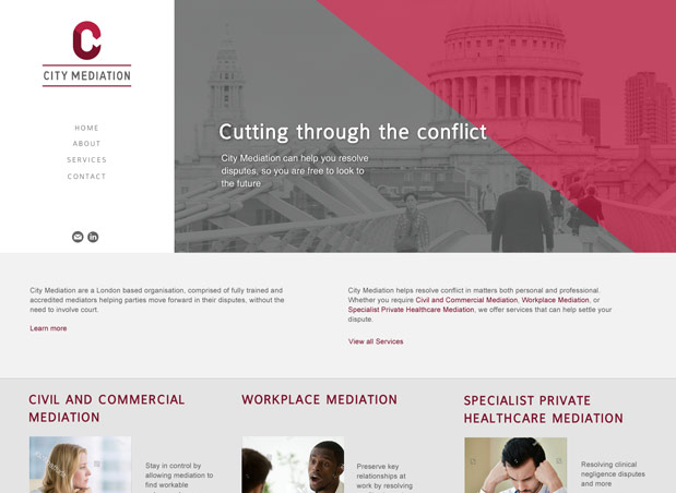 Homepage design for City Mediation website