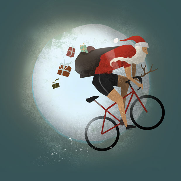 Illustrated graphic for Cyclist magazine Christmas marketing