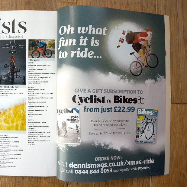 Cyclist magazine Christmas illustration