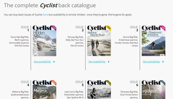 Back catalogue of Cyclist Magazine
