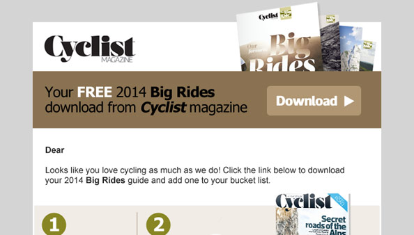 Email design for Cyclist magazine