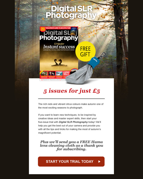 Email marketing design for Digital SLR Photography magazine