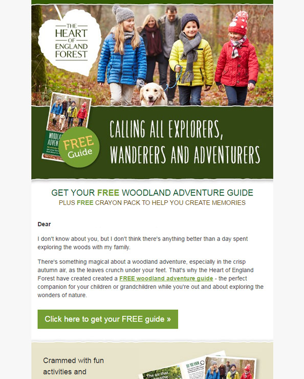 Heart of England Forest Digital Design's national launch email