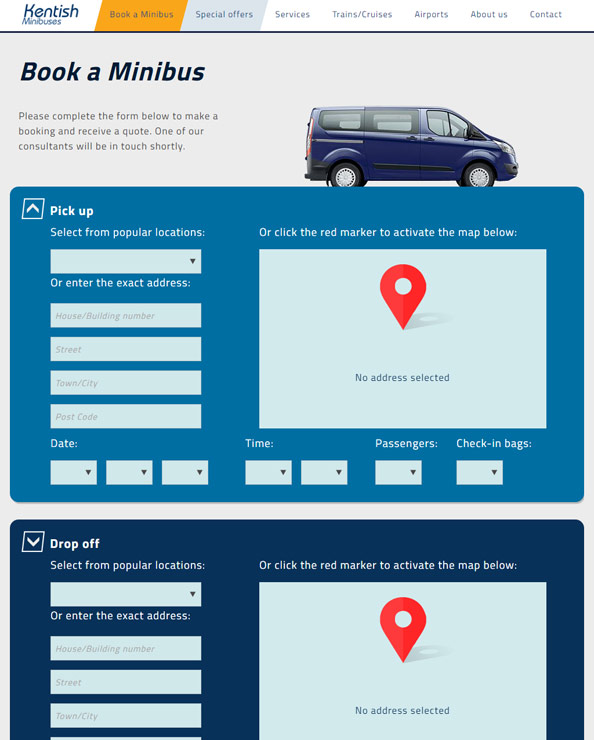 View inside Kentish Minibuses Website Redesign