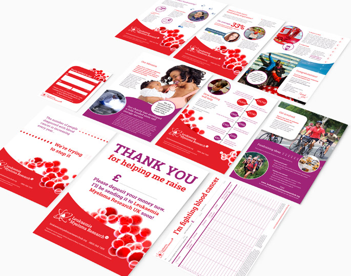 Print and poster designs for Leukaemia Myeloma Research UK