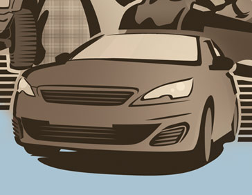Close up detail of car magazine illustration