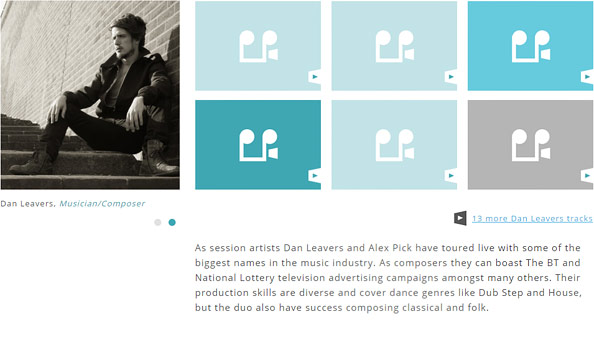 User profile page on the Music On Screen website