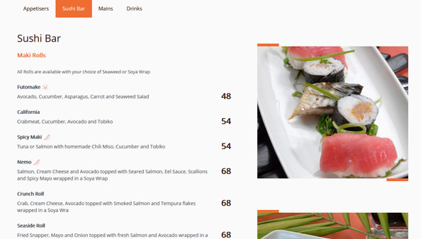 Sliding menu design for Nishi website