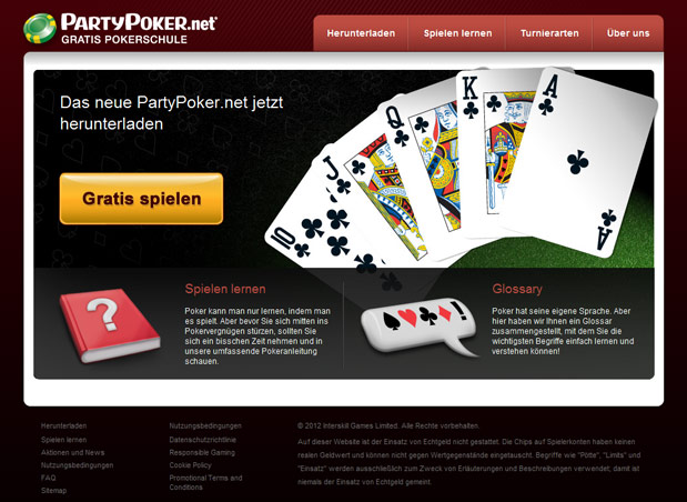 Home page design for Party Poker