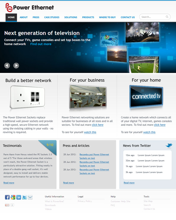 Power Ethernet Homepage redesign