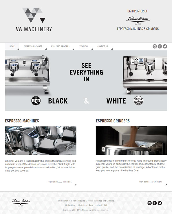 VA Machinery website Homepage