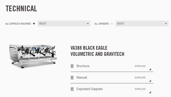 VA Machinery website technical downloads page