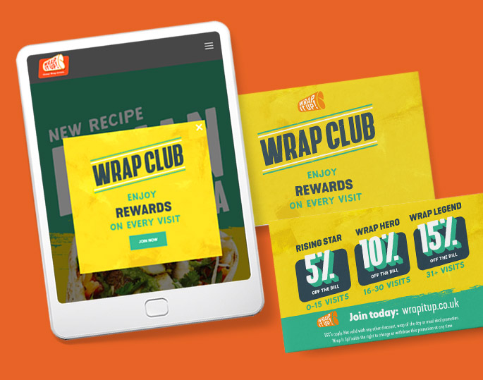 Print and digital marketing campaigns for Wrap It Up!